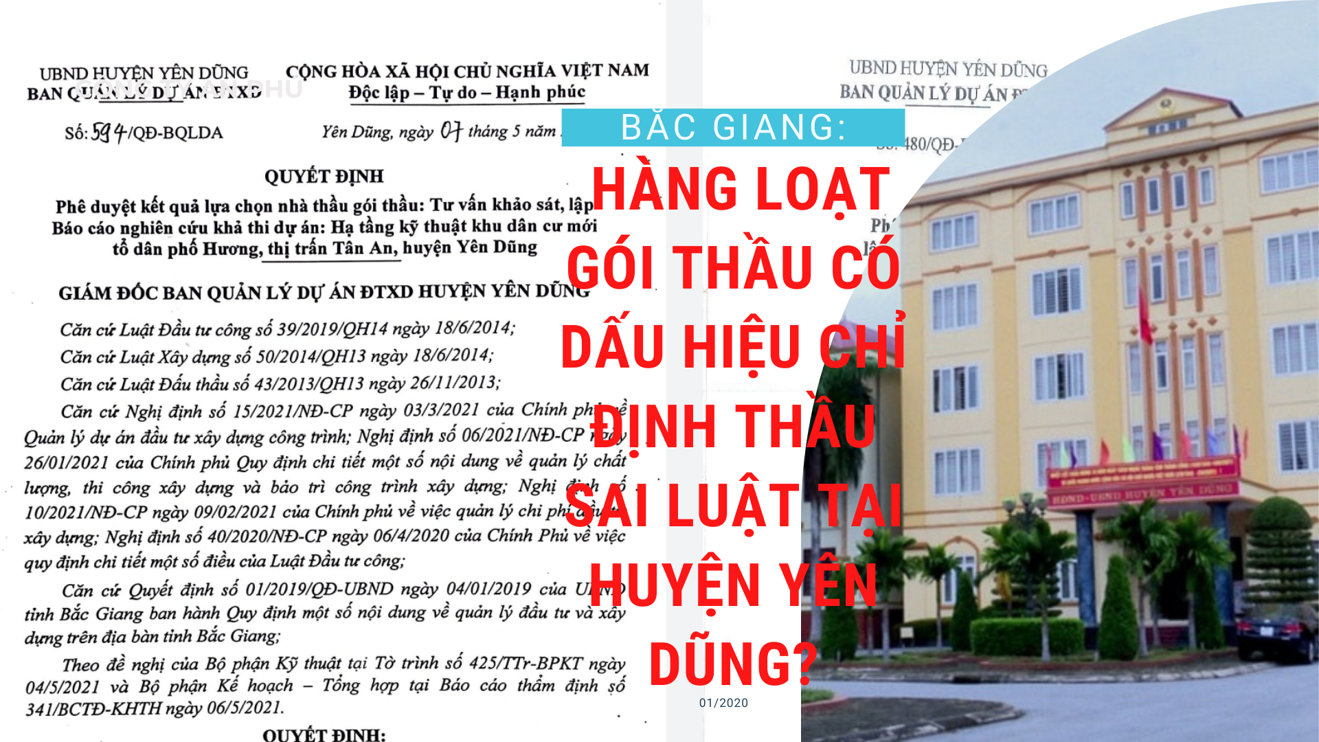 Bắc Giang: Hàng loạt gói thầu có dấu hiệu chỉ định thầu sai luật tại huyện Yên Dũng?