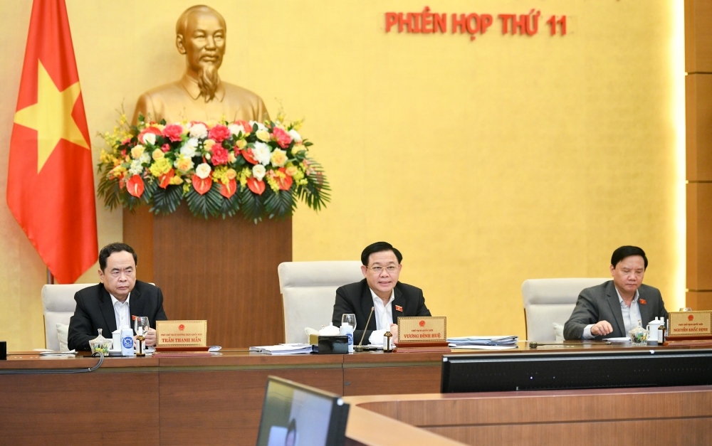 Chủ tịch Quốc hội Vương Đình Huệ phát biểu tại Phiên họp thứ 11 của Ủy ban Thường vụ Quốc hội