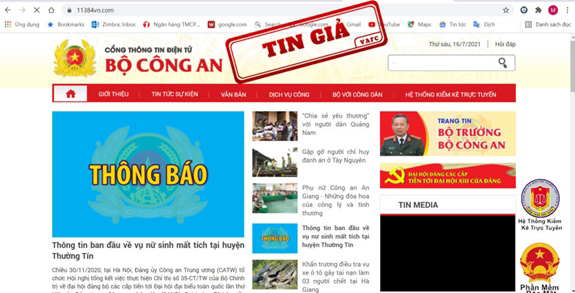 Cảnh báo website giả mạo của Bộ Công an để lừa đảo chiếm đoạt tài sản
