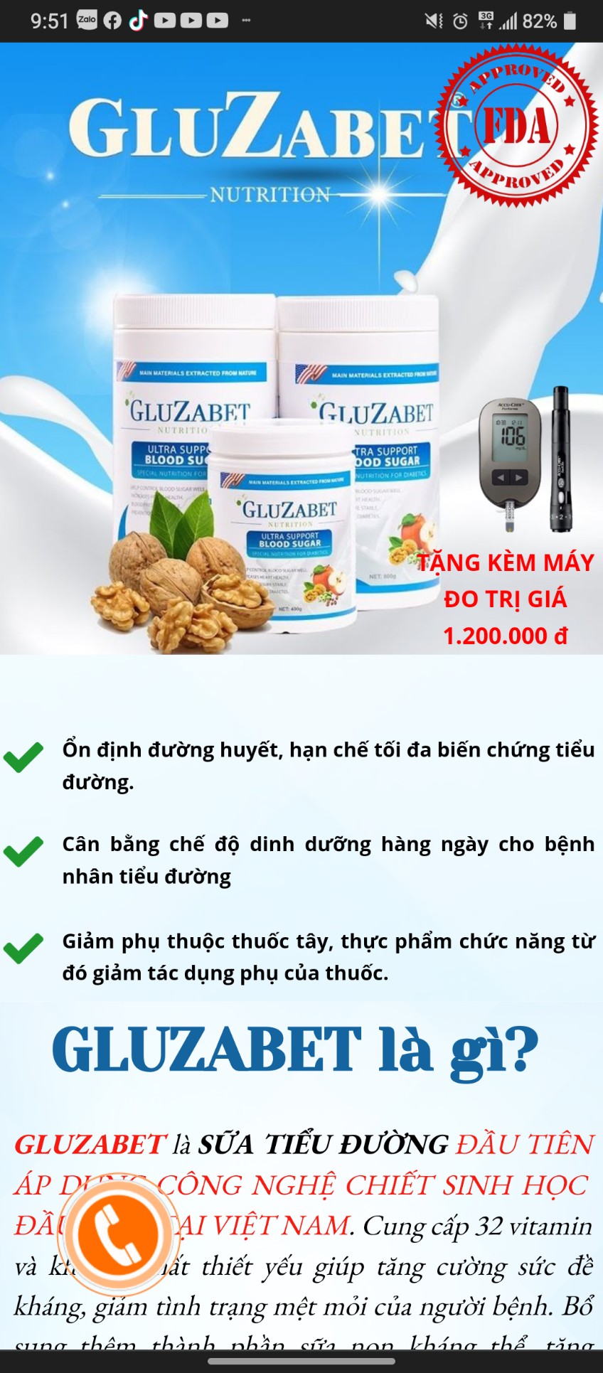Sản phẩm sữa non tiểu đường Gluzabet của Công ty CP kinh doanh thương mại Dragon với công dụng như một dạng thực phẩm thay thế cho thuốc điều trị tiểu đường và một số bệnh khác