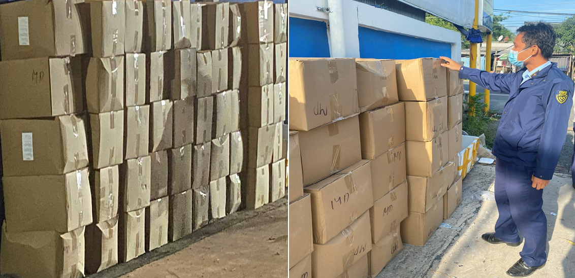 Đồng Tháp: Phát hiện 50 thùng giấy carton chứa thực phẩm chay không có nhãn phụ bằng tiếng Việt Nam